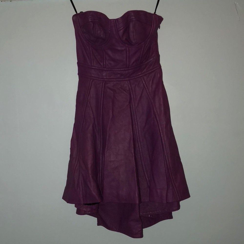 BEBE purple leather dress